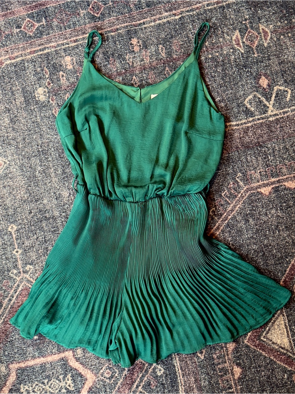She + Sky Emerald Green Pleated Romper
